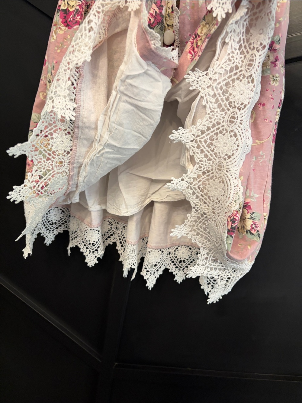 Trish Scully - Vintage-Inspired Pink Floral Lace-Trim Girls Dress - Picture 3 of 6